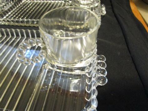 Hazel Atlas Glass 4 Clear Orchard Crystal Boopie Snack Plate Cup Sets