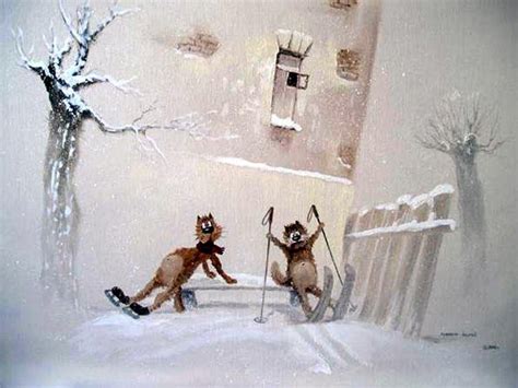 Winter Cat Paintings Andrew Repnikov Winter Amusements