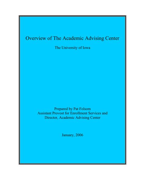 Overview Of The Academic Advising Center