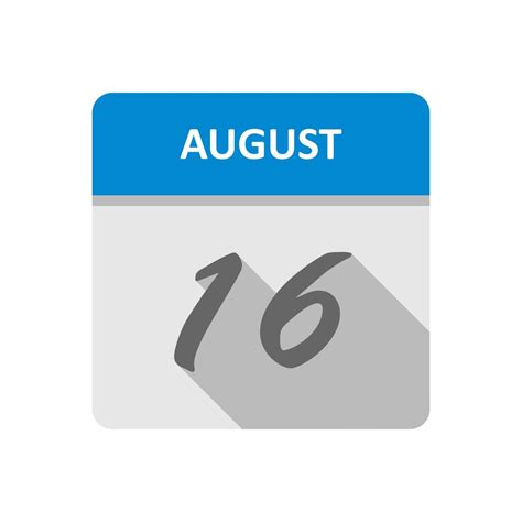August 16th Date On A Single Day Calendar 503477 Vector Art At Vecteezy