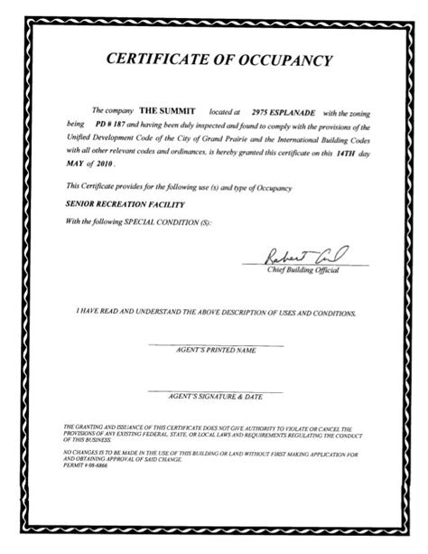 Certificate Of Occupancy