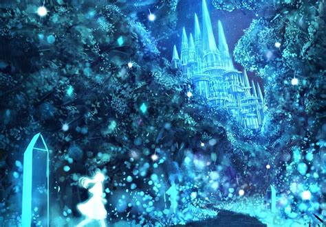 The Castle Art Fantasy Luminos Girl Anime Sakimori Castle Blue