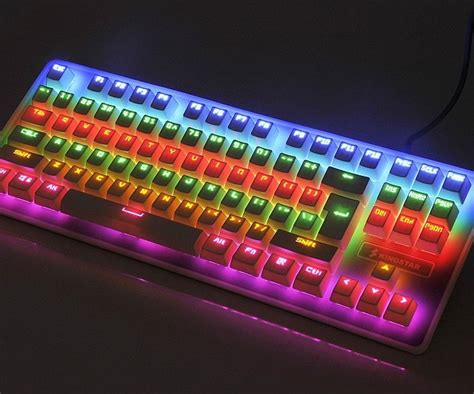 It's a fun trick that might work on your computer provided it has the led lights and can handle the programming suggested here. Rainbow Light Up Mechanical Keyboard