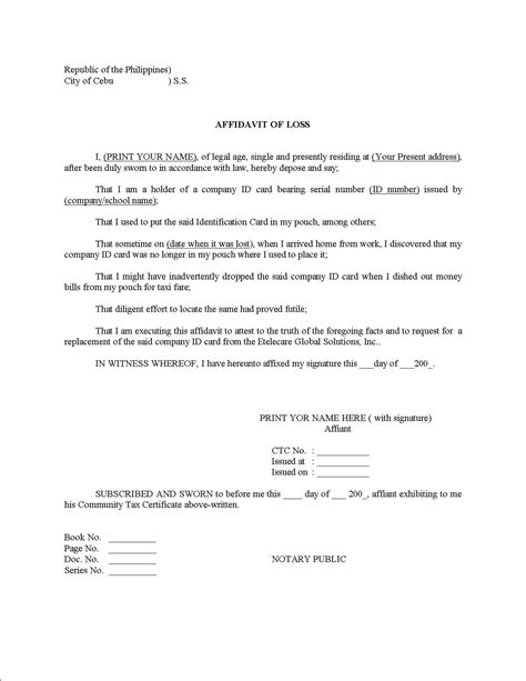 Affidavit Examples Templates