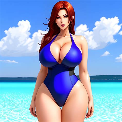 1girl Foxgirl Anime Huge Breasts Swimsuit Arthubai