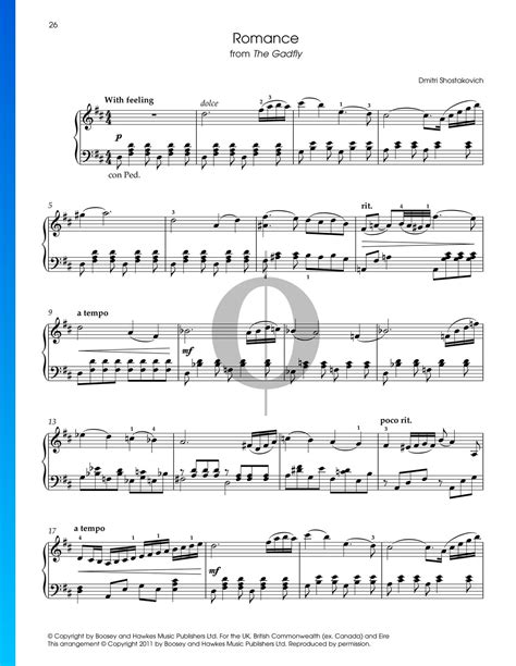 The Gadfly Suite Op 97a 8 Romance Sheet Music Piano Solo Oktav
