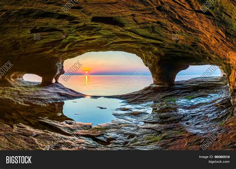 Sunset Sea Cave Image And Photo Free Trial Bigstock