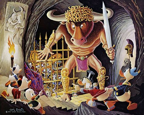 Carl Barks Cave Of The Minotaur Disney Art Disney Cartoons Painting