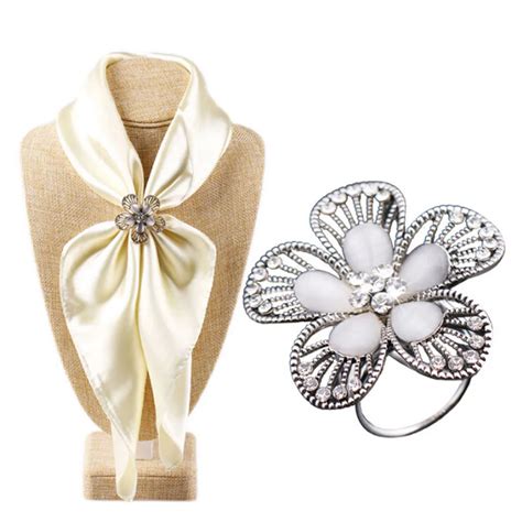 accessories bohemia vintage bronze silver flower stone brooch scarf clips lapel pins scarf