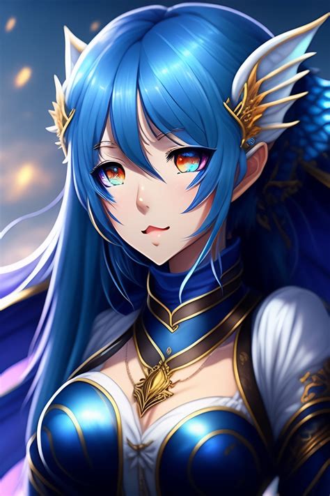 Lexica Anime Dragon Girl Dark Skin Blue Hair Blue Dragon Scales
