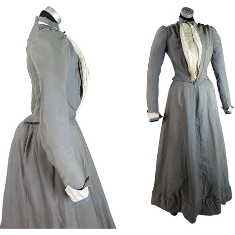 Crisp Antique Victorian Dove Gray Wool Two-Piece Bustle Dress SOLD on ...