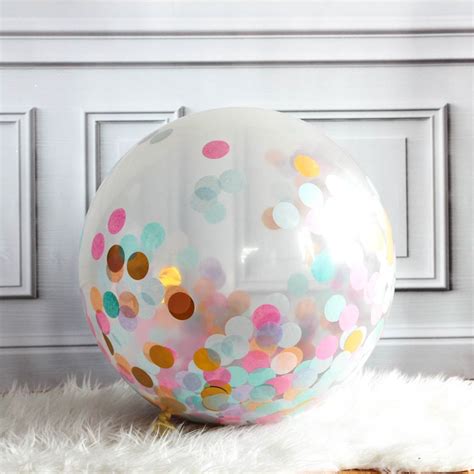Giant Confetti Balloon Filled With Unicorn Pastel And Gold Confetti In