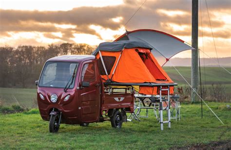 4400 Electric Trike Pickup Camper Is A Lean Green Urban Motorhome