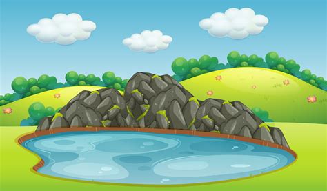 A Nature Lake Landscape 413414 Vector Art At Vecteezy