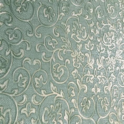 Embossed Wallpaper Textured Victorian Modern Damask Green