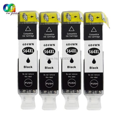 4 Black Ink Cartridge Compatible For Hp564 Hp 564xl Hp Photosmart 7510