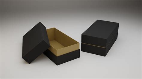 Premium Photo Black Hard Cardboard Boxes Packaging Mockup