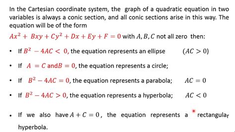 General Equation Of Conic Sections Youtube