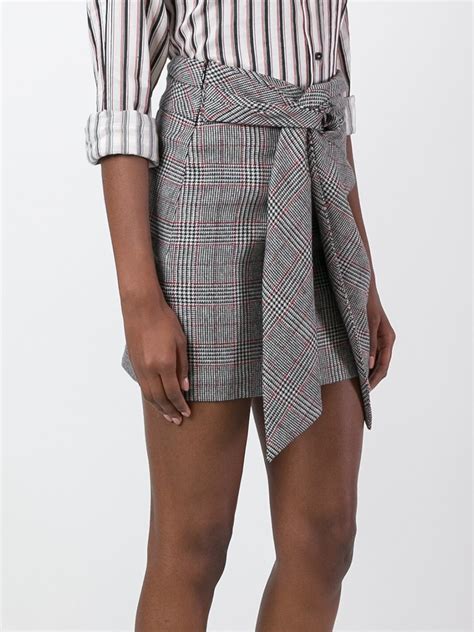 Lyst Isabel Marant Kim Checked Knot Skirt In Gray