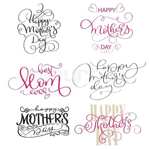 Set Of Texts For Mothers Day Vintage Hand Drawn Calligraphy Lettering Vector Illustration Fin