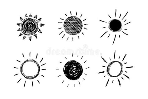 Atardecer De Doodle Vectorial De Tiza Iconos Negros Dibujados A Mano