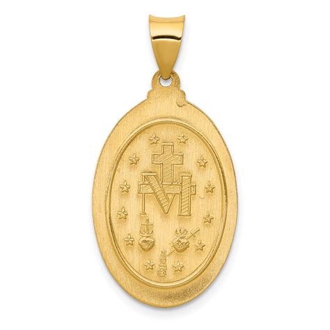 14k 14kt yellow gold miraculous medal oval pendant 33mm x 17mm ebay