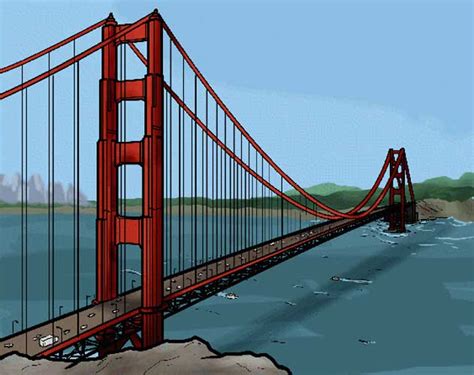 Bridge Drawing Easy Simple Golden Gate And Step By Step