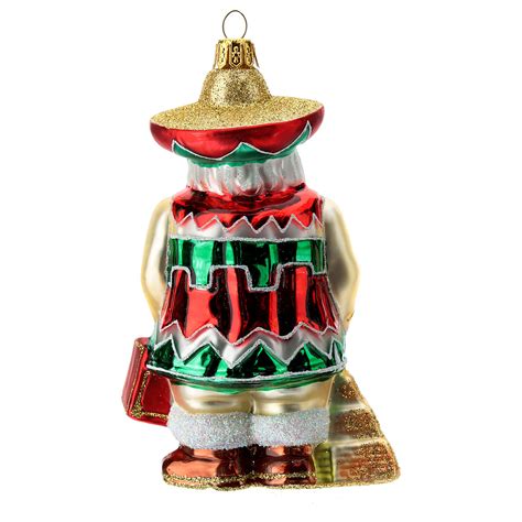 Mexican Santa Claus Blown Glass Christmas Ornament Online Sales On