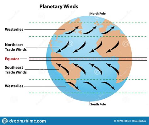 Planetary Wind Directions On Earth Stock Vector Illustration Of Flow