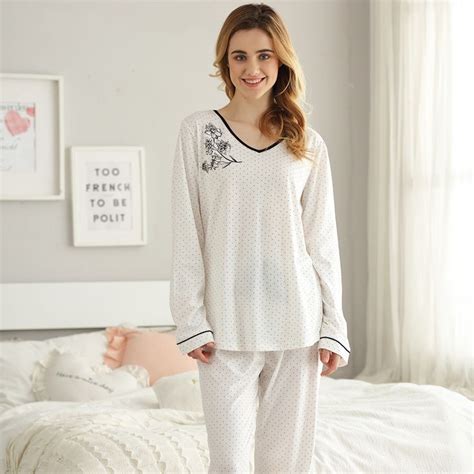 Keyocean Women Pjamas Set 100 Cotton Lightweight Women Sleepwear Set Soft Comfy Long Sleeve