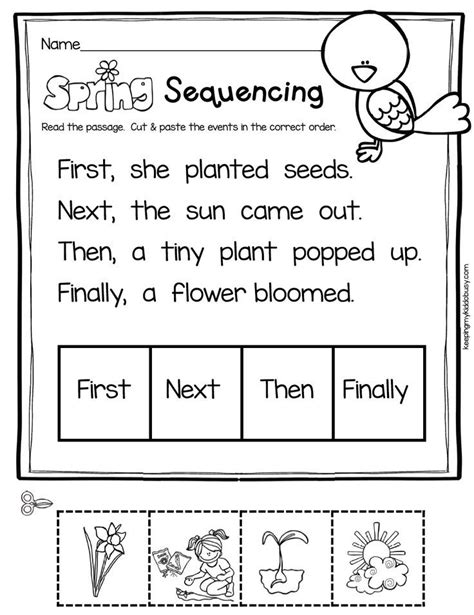 Spring Reading Activity Sequencing Story Worksheets For Kindergarten