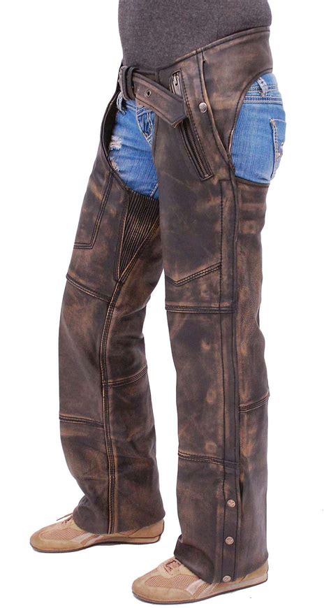 4 Pocket Vintage Brown Leather Chaps W Removable Lining Ca5500zdn Motorcycle Chaps Chaps