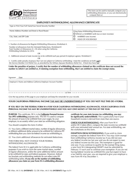 De 4 Form Printable Printable Forms Free Online