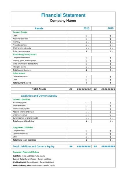 Financial Statement Template Download 239 Sheets In Word Excel