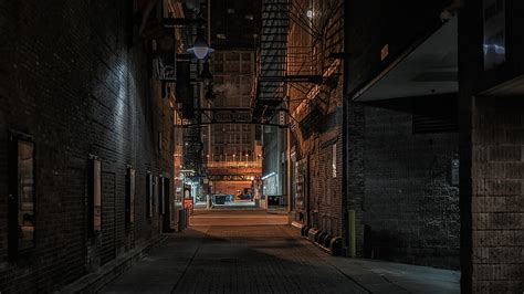 Hd Wallpaper Lane Alley Chicago Urban Area Street Night Darkness