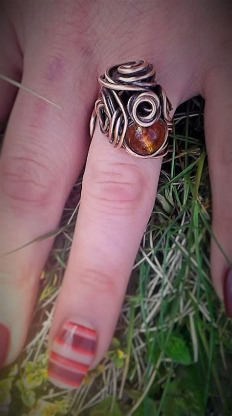 Copper Ringhandmade Copper Ring With Natural Citrine Etsy