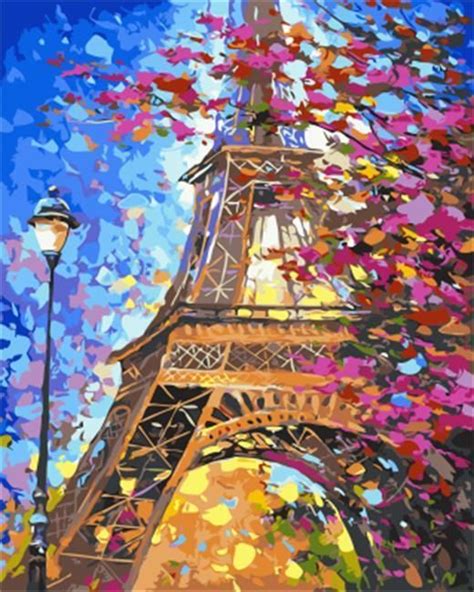 Eiffel Tower And Pink Flowers Paint By Number Kit In 2020 Eiffel Tower