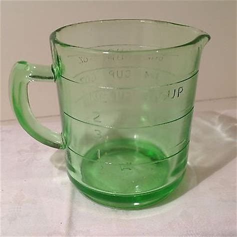 Uranium Green Vaseline Depression Glass Cup Measuring Hazel Atlas