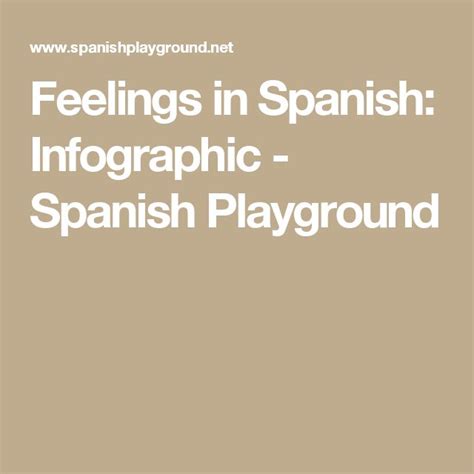 Feelings In Spanish Infographic Spanish Playground Learning