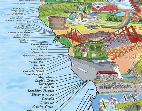 West Coast Usa Surftrip Map Poster Awesome Maps