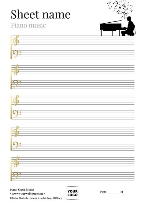 Printable Piano Staff Paper