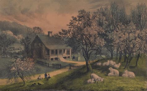 Currier And Ives American Homestead Spring 1869 Original Colored