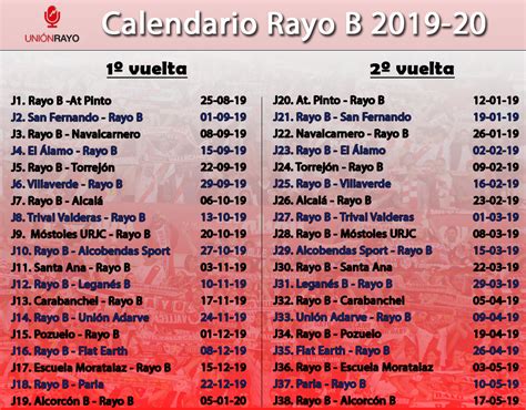 2021 líderes de la liga 2020. Calendario Liga 2019/2020 para el Rayo B en Tercera ...