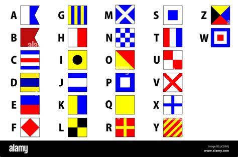 International Maritime Signal Flags Sea Alphabet Collection Stock Photo