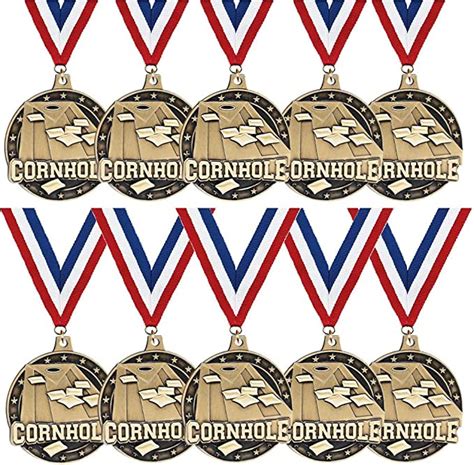 Crown Awards Cornhole Medals 10 Pack 2 Gold 3d