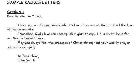 An Example Of A Kairos Letter Each Participant Receives A Bag Full Of Letters Written