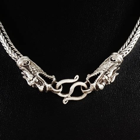 Mens 55 Cm Genuine Solid Sterling Silver Dragon Clasp Chain Necklace
