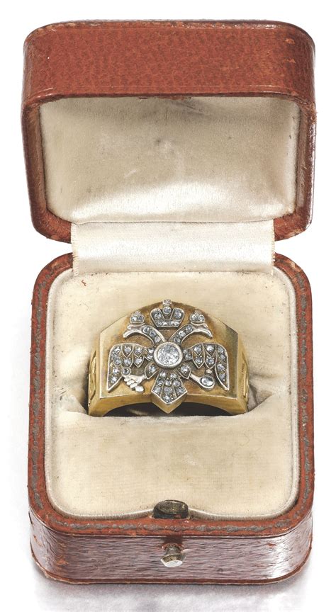 A Fabergé Romanov Tercentenary Gold And Diamond Ring Workmaster Alfred