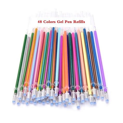 48 Colors Craft Supplies Color Refills Set Gel Pens Set Glitter Neon