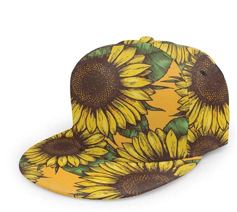 Snapback Hat Summer Sunflowers Baseball Cap Flat Brim Sun Visor Hat For Women Men At Amazon Men